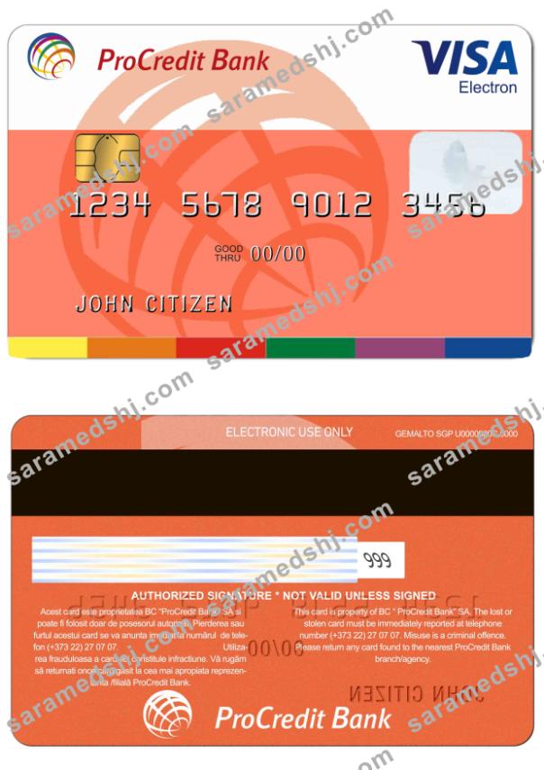 Moldova Procredit bank visa electron credit card